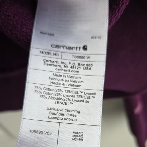 Carhartt Women's Purple Sweatshirt with Logo Sleeve - Picture 3 of 6